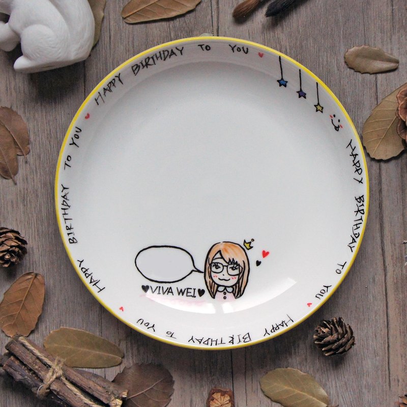 定制化/Q版人像/祝福的话_圆盘(情侣/生日/纪念礼物) - 订制画像 - 瓷 