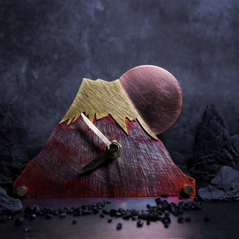 富士山系列 - 日出富士 Rise at FUJI - 铜制座枱钟 Copper Clock - 时钟/闹钟 - 铜/黄铜 金色