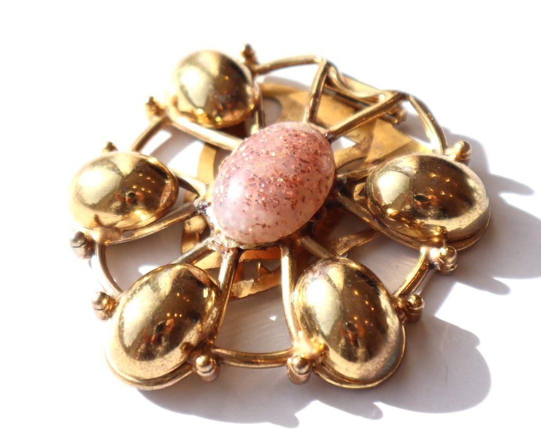 30s vintage gold pink oval clip - 其他 - 其他金属 金色