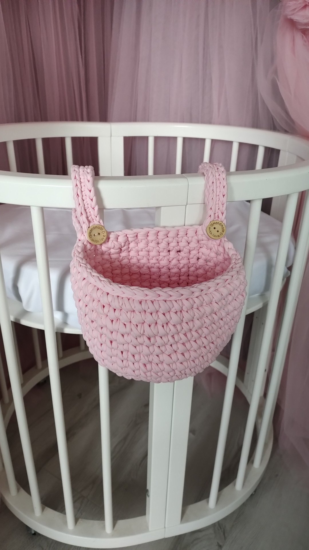 Handmade hanging basket.Hanging basket for a baby cot. But i - 妈妈包 - 棉 粉红色