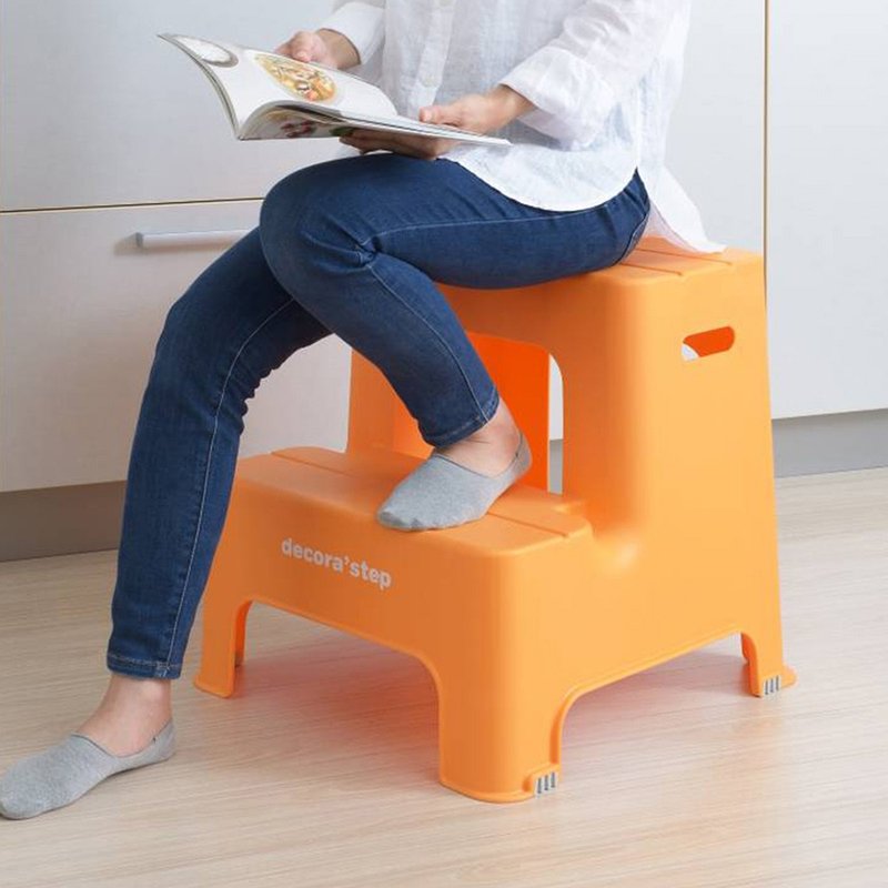 日本squ+ Decora step日制防滑二阶登高阶梯椅(高45cm)-多色可选 - 椅子/沙发 - 塑料 橘色