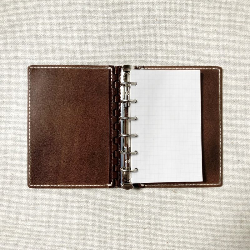 Pocket (迷你六孔) 手帐本，皮革铰链，棕色 - 笔记本/手帐 - 真皮 咖啡色