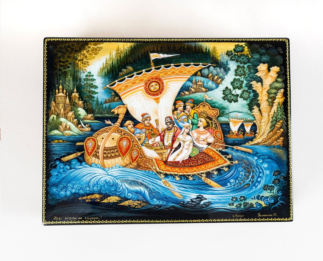 Russian Lacquer Boxes, Painted jewelry box, Ornate jewelry box - 收纳用品 - 其他材质 