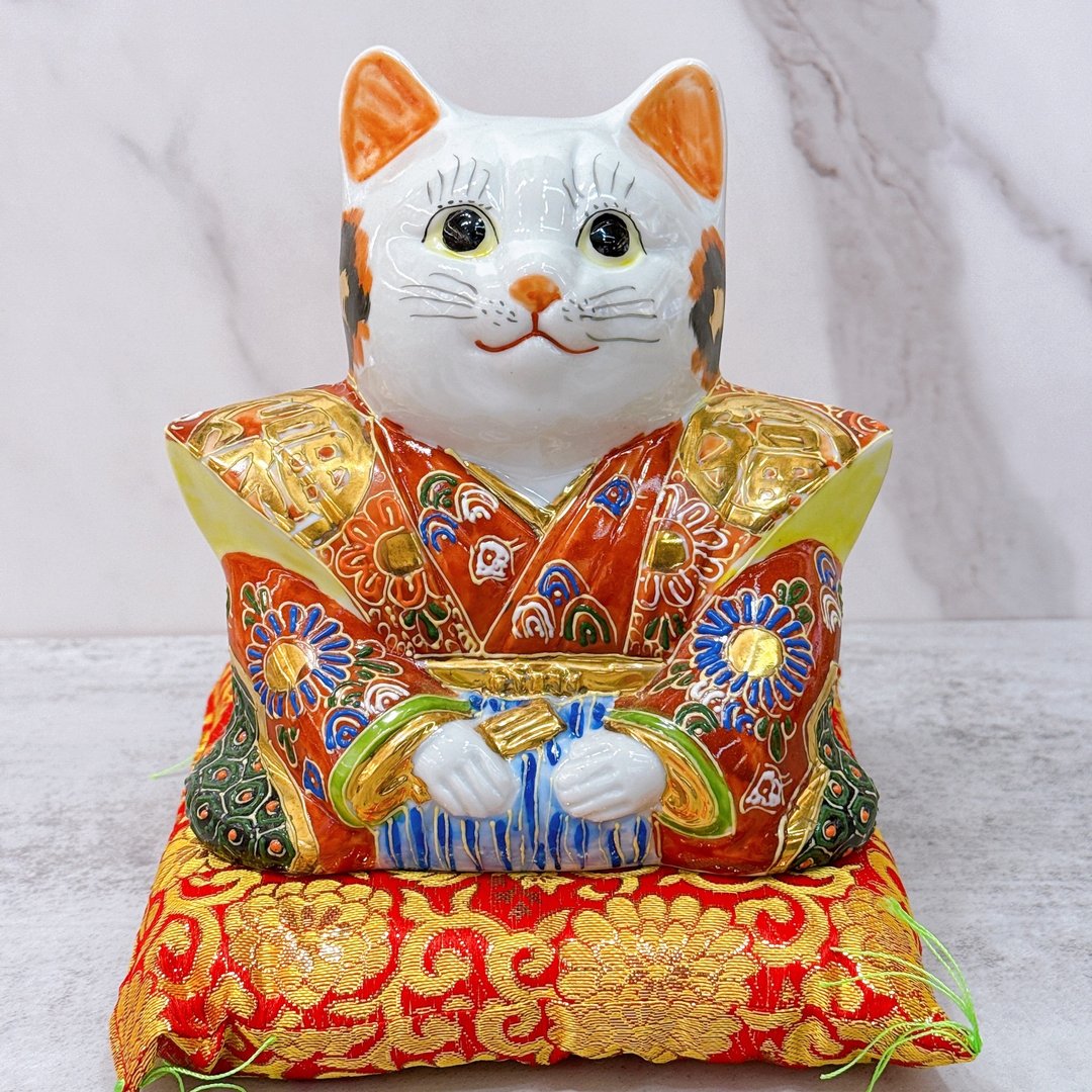 【福助迎祥】日本九谷烧招财猫 | 福助猫 -  6号 - 摆饰 - 瓷 红色