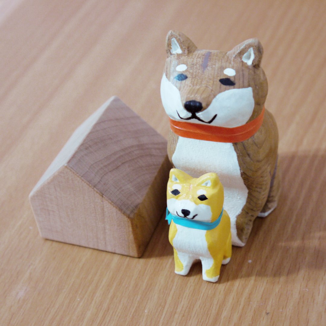 手工木作_柴犬木雕(1组2入) - 其他 - 木头 多色