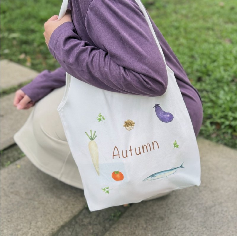 【秋收】Autumn|好好装帆布包|圣诞礼盒 - 手提包/手提袋 - 棉．麻 白色