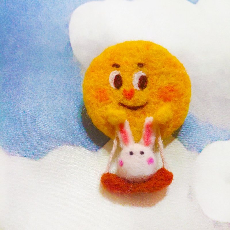 星球系列   羊毛毡材料包【 月亮兔胸针】附工具&教学影片 - 编织/刺绣/羊毛毡/裁缝 - 羊毛 橘色