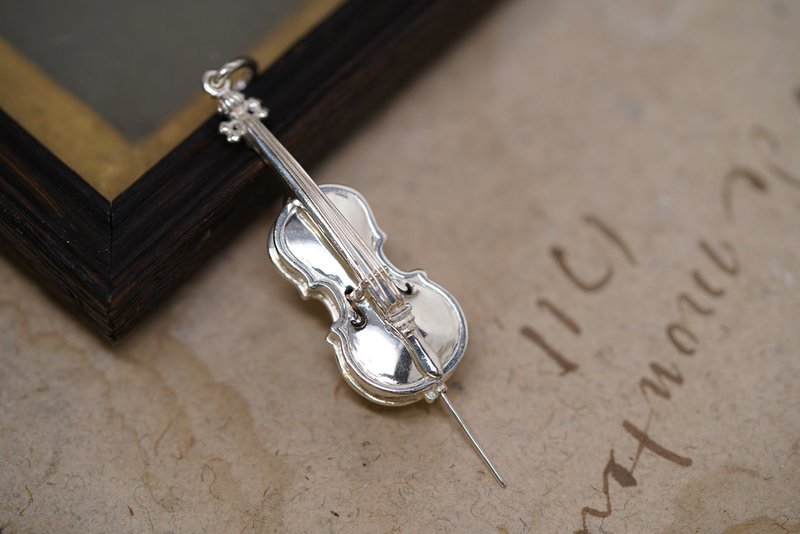 925银迷你管弦乐吊坠系列 - 大提琴 (不含项链) - 项链 - 纯银 