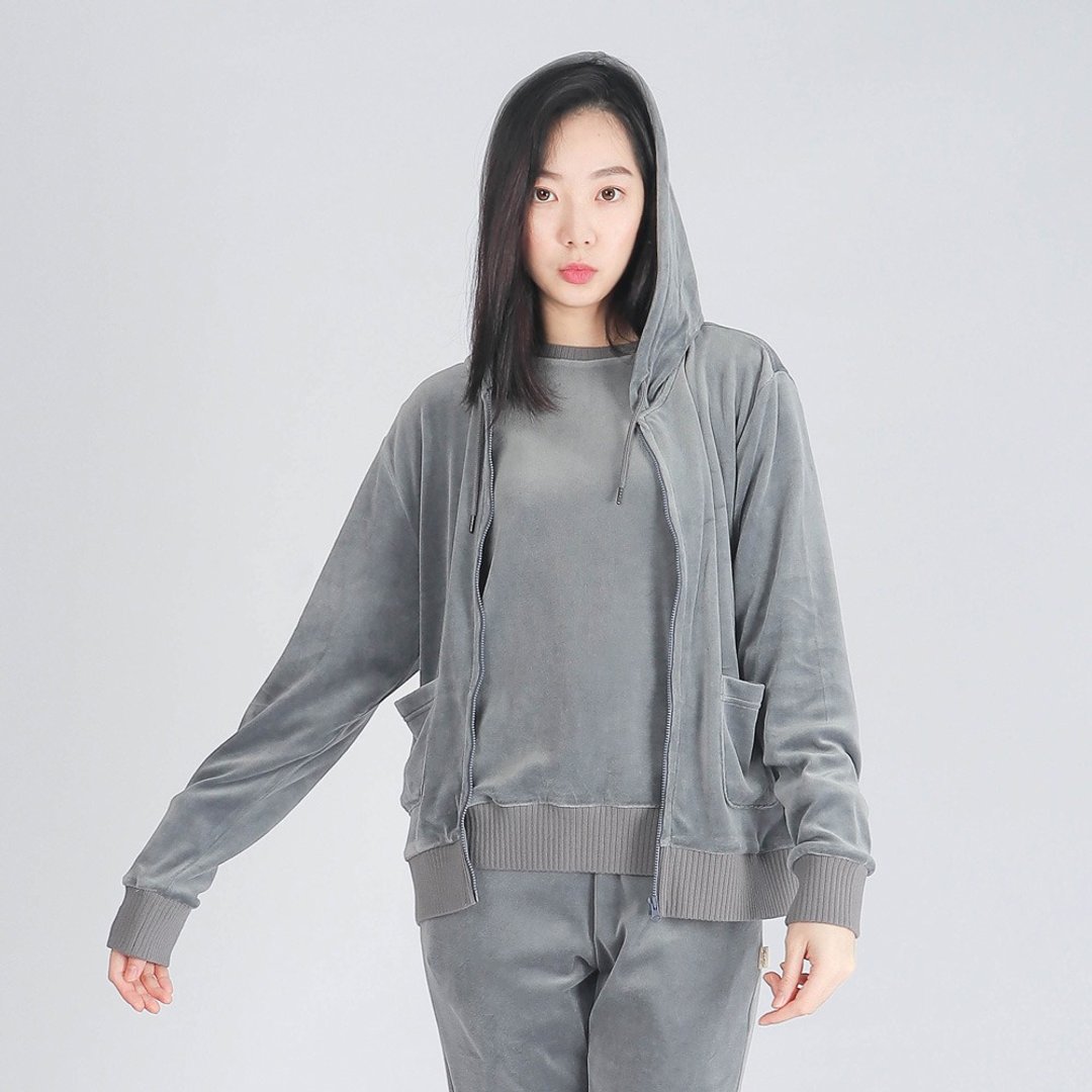 UMORFIL胶原蛋白珊瑚绒外套/居家服-深灰 - 居家服/睡衣 - 棉 灰色