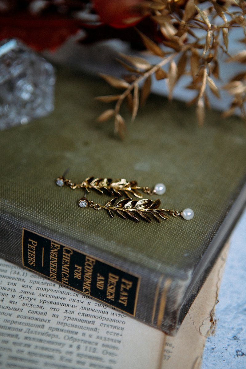 COR-DATE / 羽状叶耳环 - 耳环/耳夹 - 其他材质 