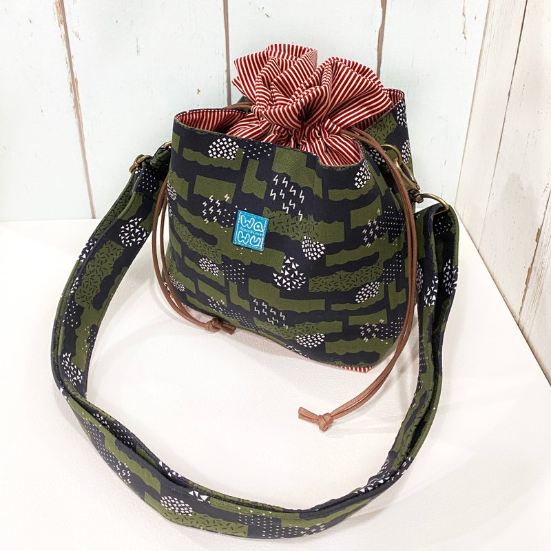 三层束口水桶包 (闪点悖论) 接单生产* - 侧背包/斜挎包 - 棉．麻 绿色