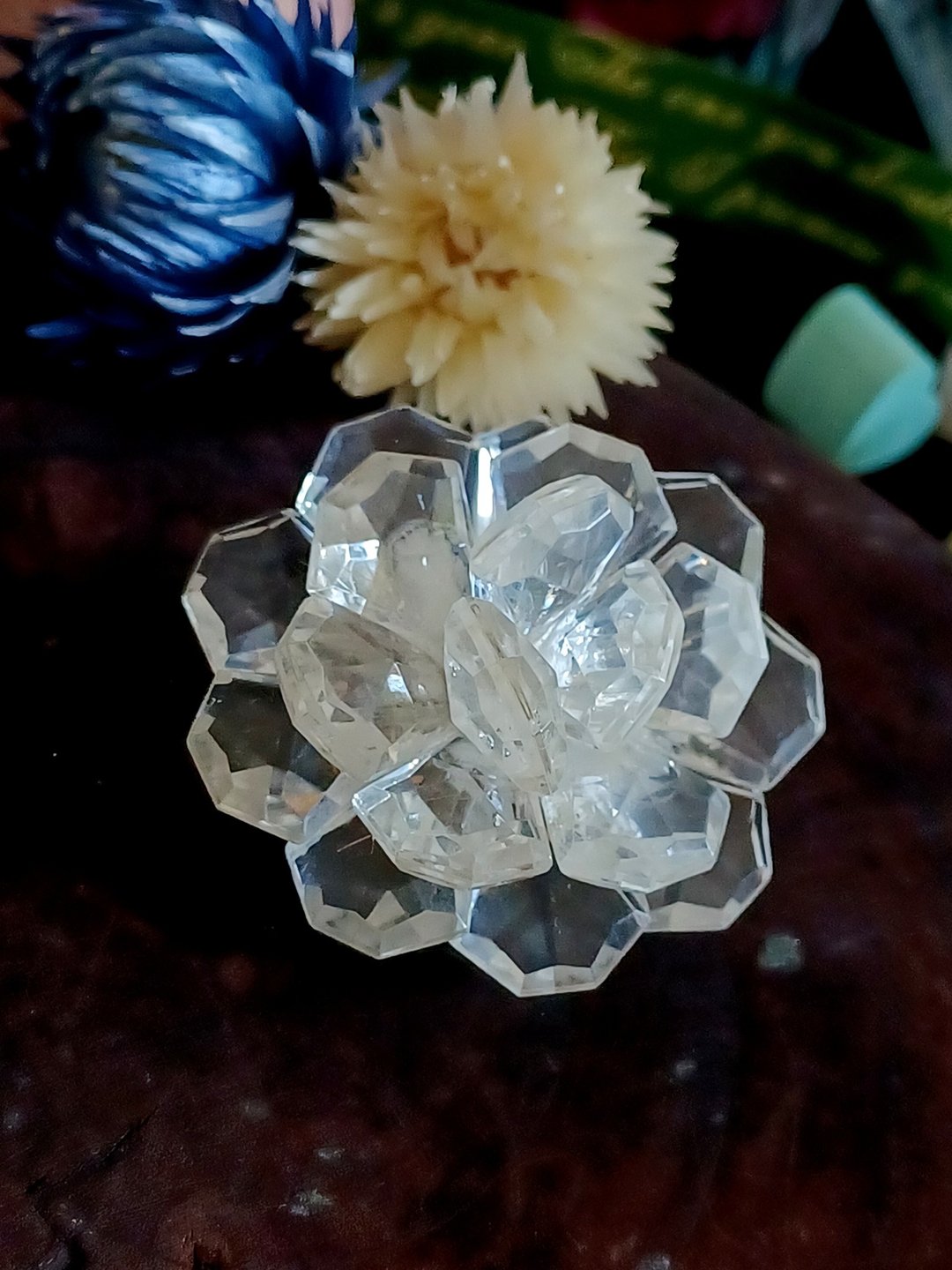 Avintage jewelry 60 年代西德塑胶玻璃玫瑰  别针 胸针 - 胸针 - 其他金属 