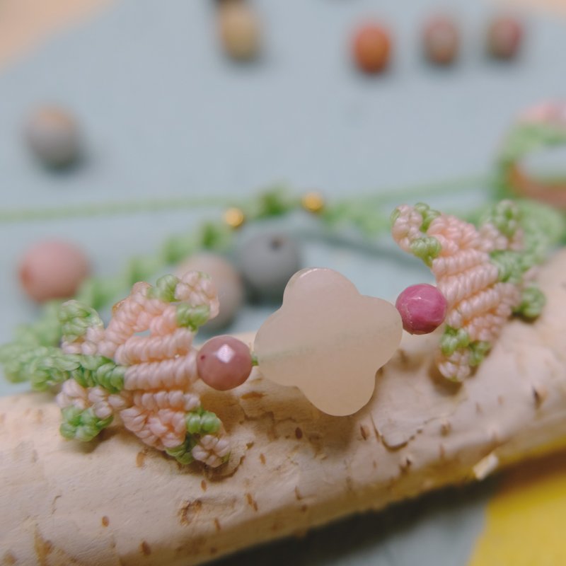 ==天然石系列== 混色编织手环==【十字双蝶】 - 手链/手环 - 蜡 