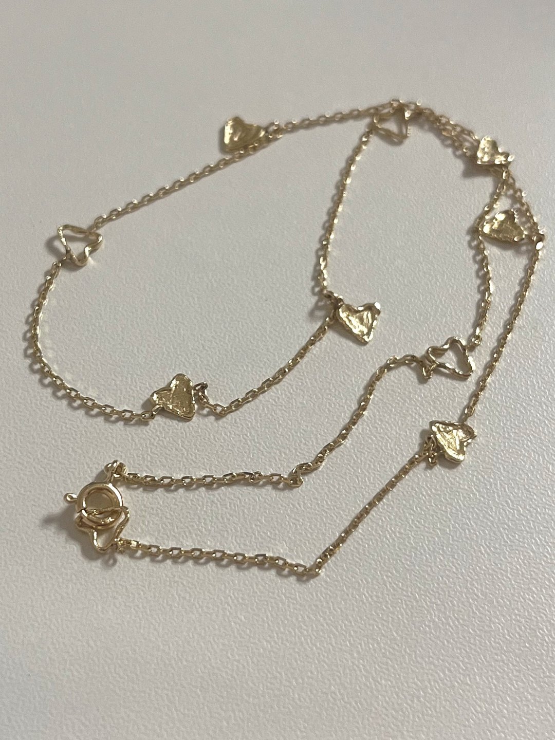 14k 叮当爱心项链 - 项链 - 宝石 金色