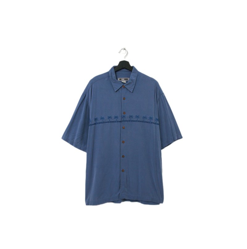 Back to Green-夏威夷衬衫 椰子树 天蓝色 ht-23/vintage shirts - 男装衬衫 - 棉．麻 