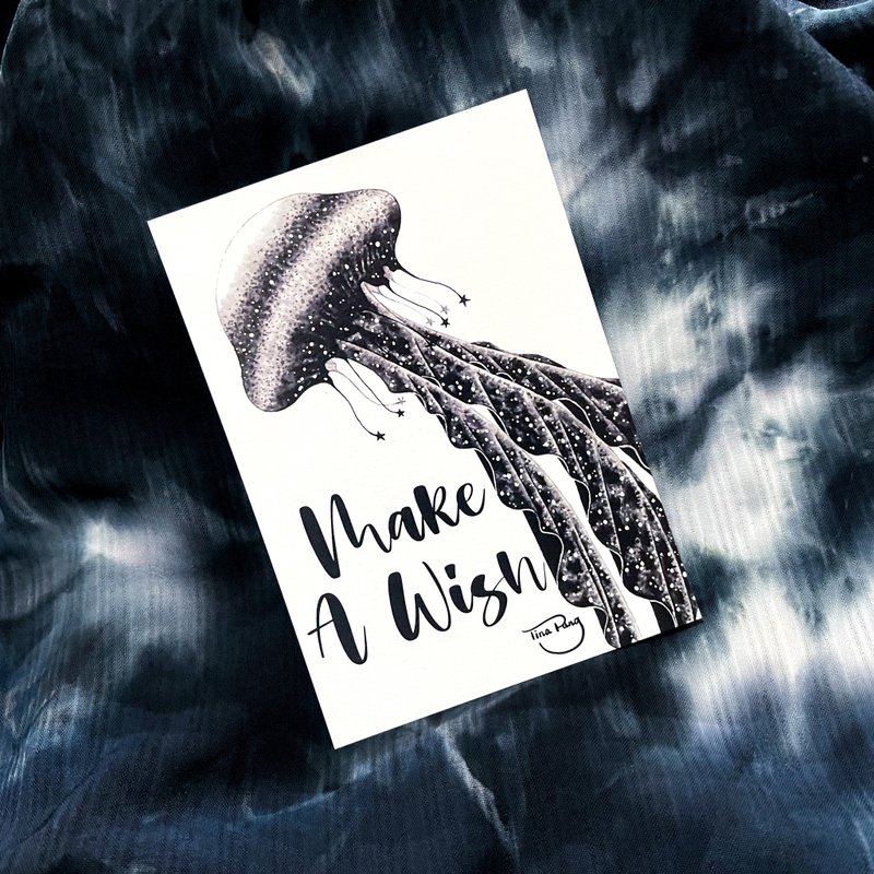 奇幻水母明信片—Make A Wish - 卡片/明信片 - 纸 白色