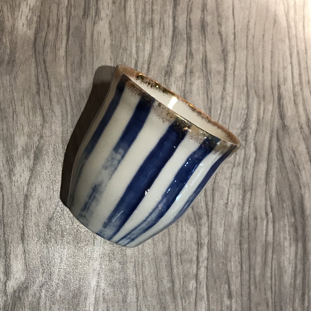 香港手工制 蓝金陶瓷杯  HK Handmade Porcelain Cup golden blue - 摆饰 - 陶 蓝色