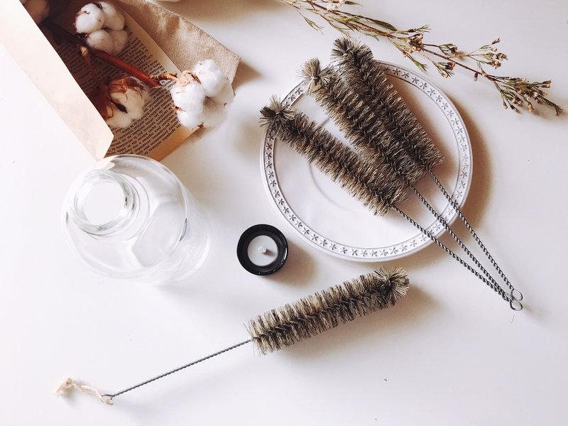 天然动物毛-小花猪毛刷 - 环保吸管 - 其他材质 咖啡色