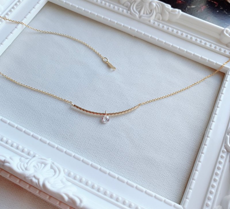 【14Kgf不褪色】 钻石微笑中 微笑项链  定制化 不过敏 - 锁骨链 - 其他金属 金色