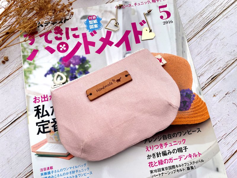 【纯手作】小帆零钱包 钱包 收纳包 浅粉 - 零钱包 - 棉．麻 