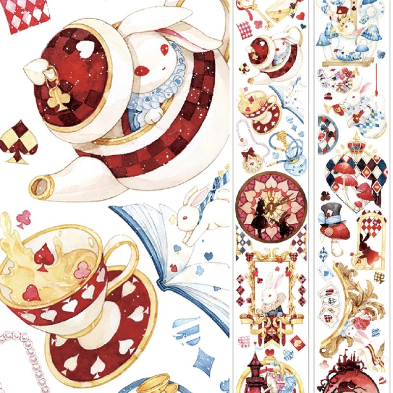 愛麗絲的兔子 PET 和纸胶带 - 纸胶带 - 纸 红色