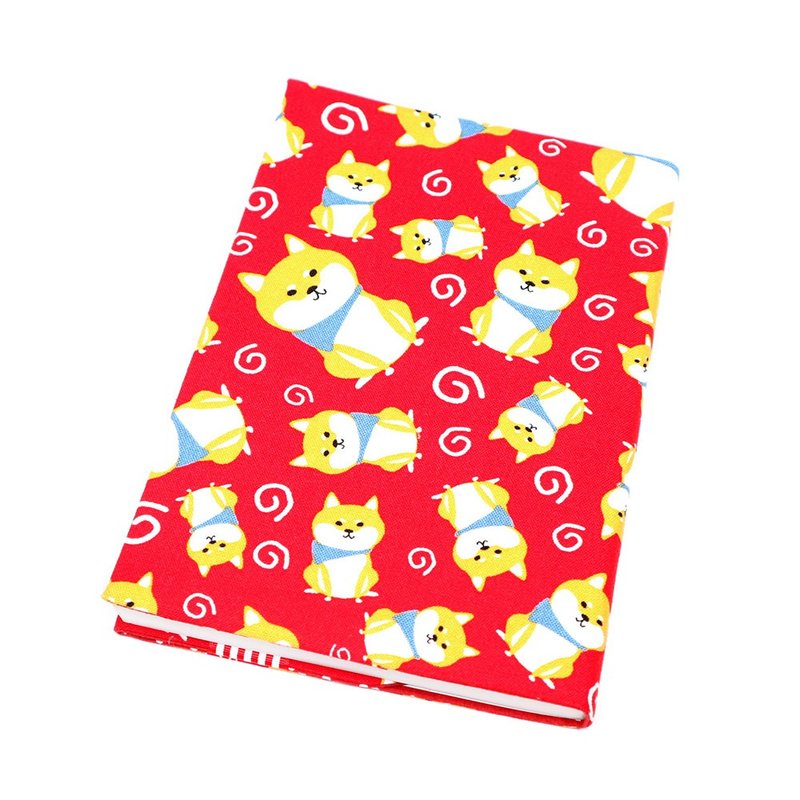 A5 可调式 妈妈手册 布书衣 布书套 - 柴犬 (红) - 书衣/书套 - 棉．麻 红色