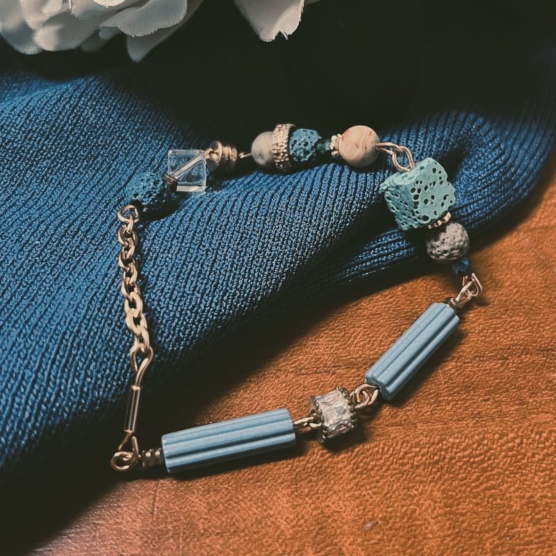 粉蓝罗马柱陶瓷手环 - 手链/手环 - 石头 蓝色