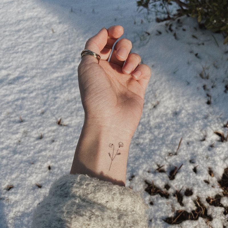 野花 4 纹身贴纸 - 纹身贴 - 纸 黑色