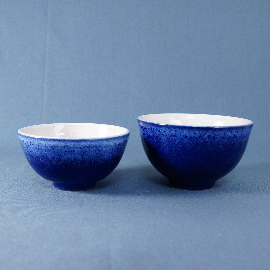 蓝白碗,饭碗,茶碗-容量约350,280ml - 碗 - 陶 蓝色