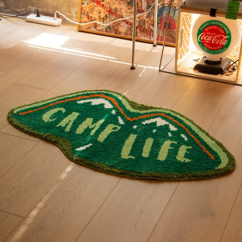泡腾【CAMP LIFE】露营氛围布置装饰地毯小众创意不规则卧室地垫 - 地垫/地毯 - 聚酯纤维 