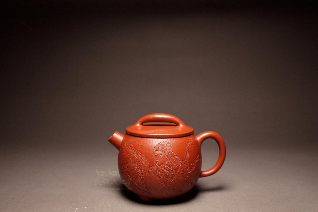 【昭君出塞】国宝级陶刻大师 程刚 陶刻 黄龙山朱泥大红袍 200cc - 茶具/茶杯 - 陶 红色