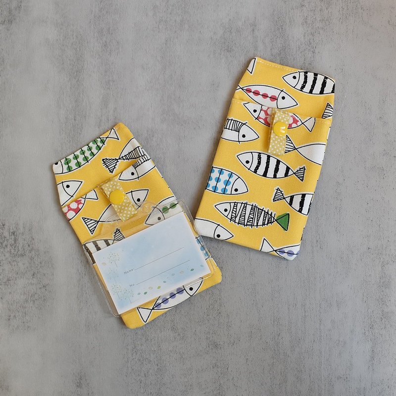 口袋型医师袍笔袋_彩色小鱼黄 - 铅笔盒/笔袋 - 棉．麻 黄色