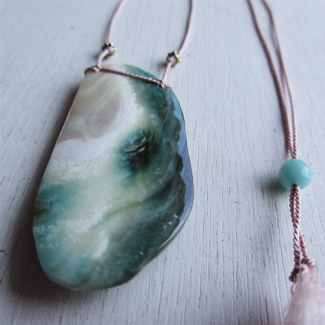 Luminous silk code long necklace b - 长链 - 其他材质 绿色