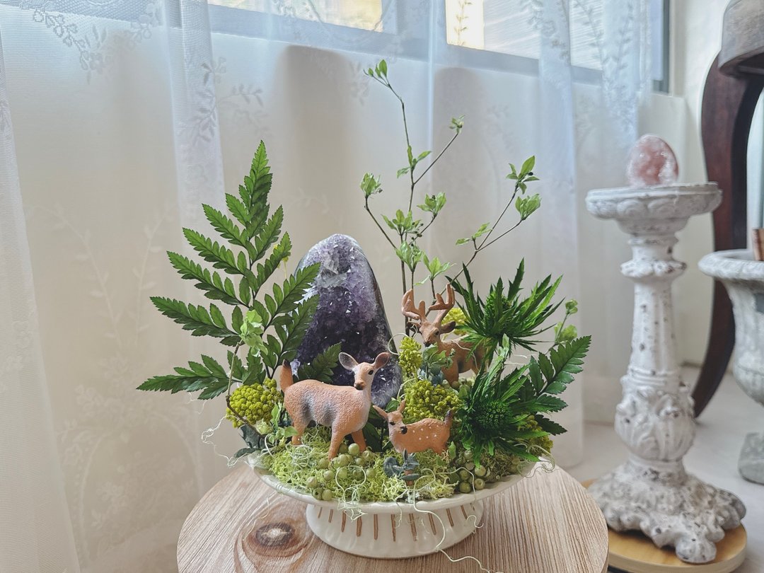 戏游春之森林 l 方解石 紫水晶镇 l 永生绿植栽花园 - 植栽/盆栽 - 水晶 绿色