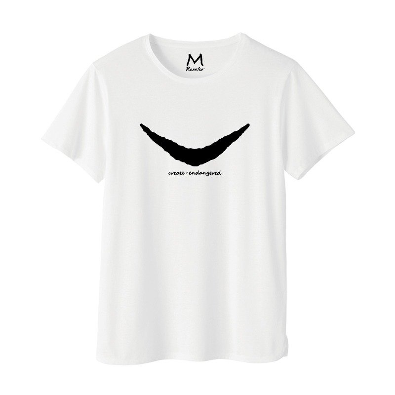 Rarefor 男女 纯棉T-shirt 短袖T恤 台湾黑熊【独一无二V】R-04 - 中性连帽卫衣/T 恤 - 棉．麻 白色