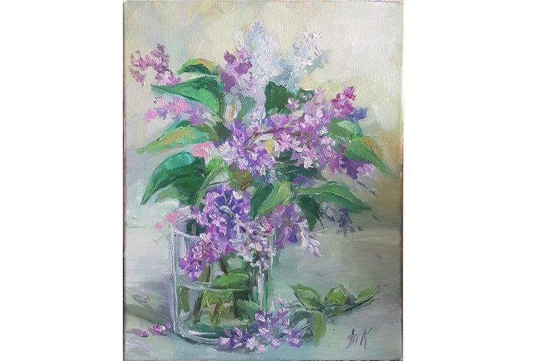 丁香花绘画原创艺术花瓶里的花束印象派油画 - 海报/装饰画/版画 - 其他材质 