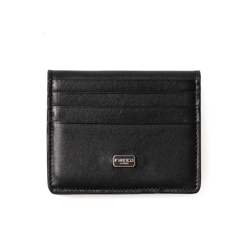 【FREED】绅士极润头层纳帕(Nappa)真皮信用钞票卡夹 圣诞礼物 - 皮夹/钱包 - 真皮 黑色