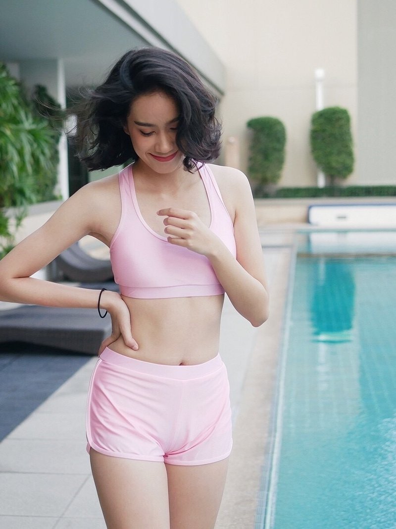 Enjoy The Waves - Pink Wink sport look swimsuit - 女装泳衣/比基尼 - 其他材质 粉红色