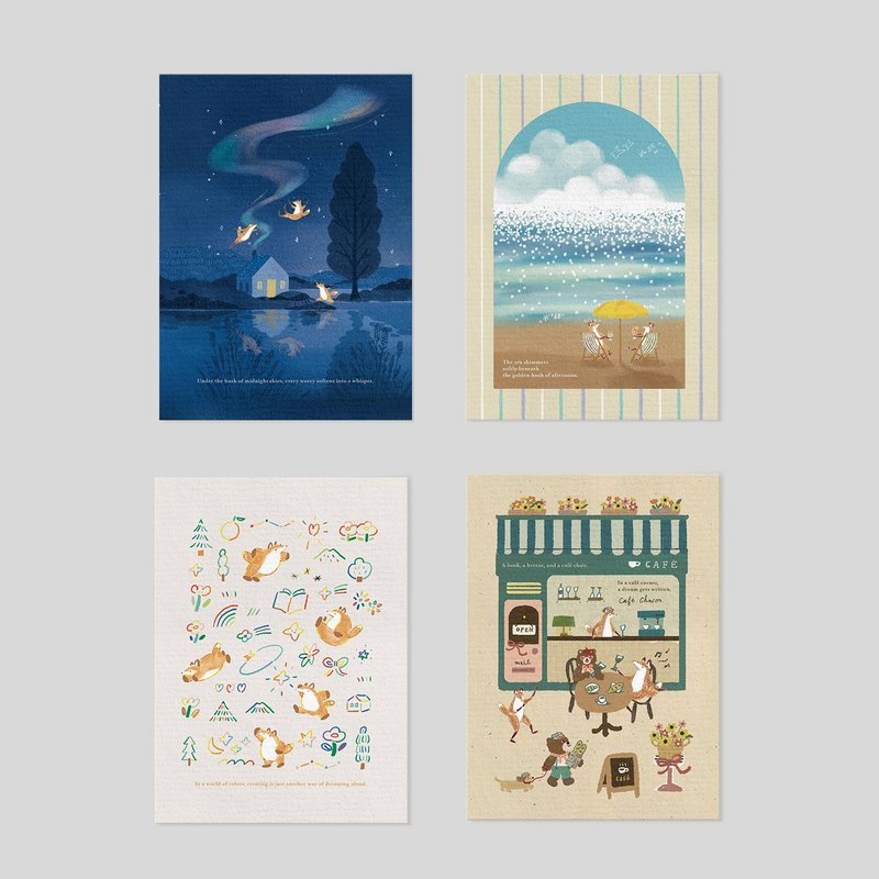 星辰无忧夜/金光下的海/缤纷梦游日/香颂画咖啡 | 明信片组 - 卡片/明信片 - 纸 