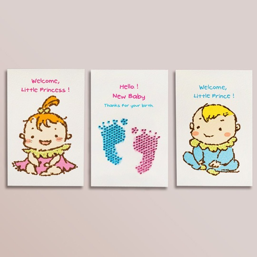 【GFSD】水钻精品-手工弥月卡-你好!小宝宝 - 卡片/明信片 - 纸 