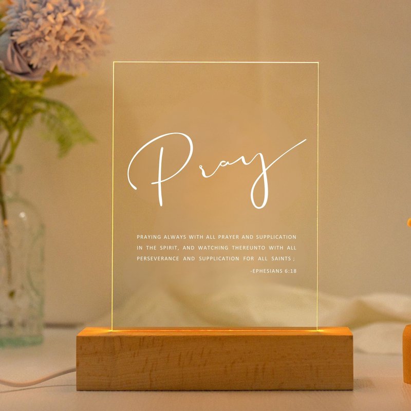 祷告祈求 以弗所书 6:18 恩典之光 圣经经文 LED 灯 经文礼物 - 灯具/灯饰 - 压克力 白色