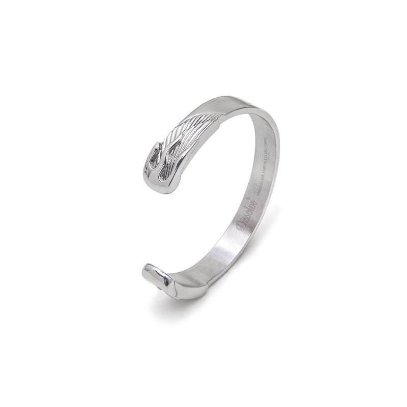 DISSOLVE 火焰羽毛手工手镯 钛钢男手镯 可刻字定制礼物 - 手链/手环 - 其他金属 银色