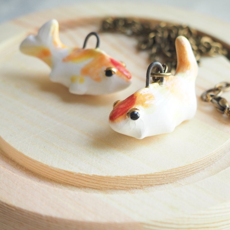 小锦鲤白瓷项链 - 项链 - 瓷 橘色