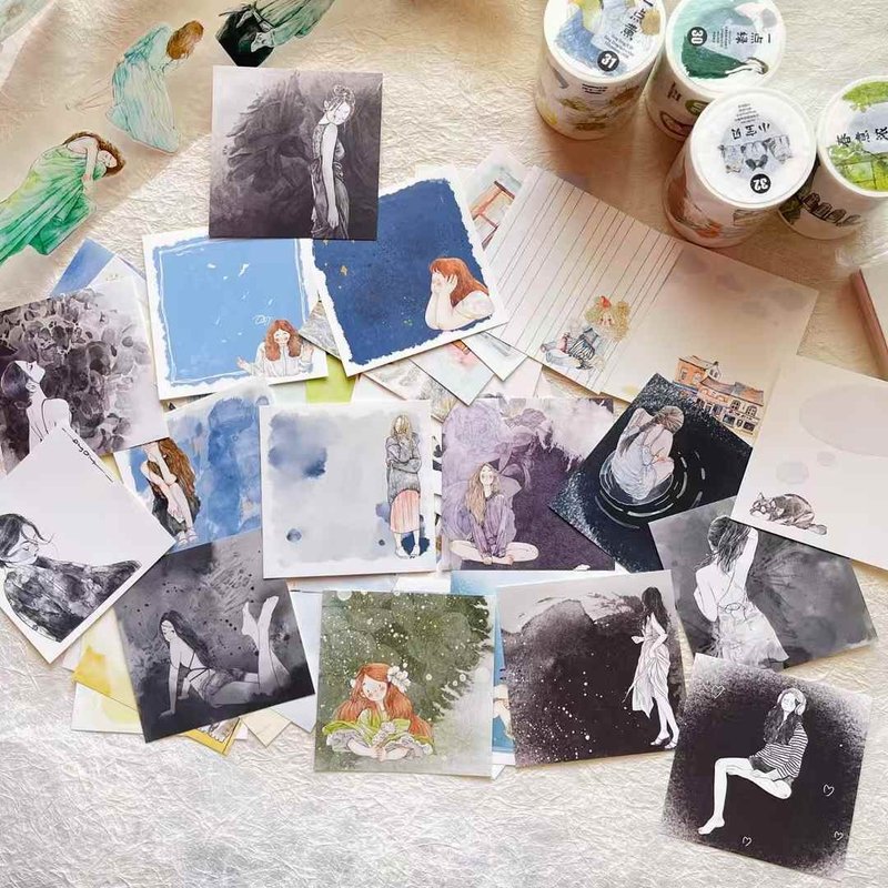 Ding Ding的女孩們 方型 便簽卡片套組 手帳素材 (96張不重複) - 便条纸/标签贴 - 纸 多色