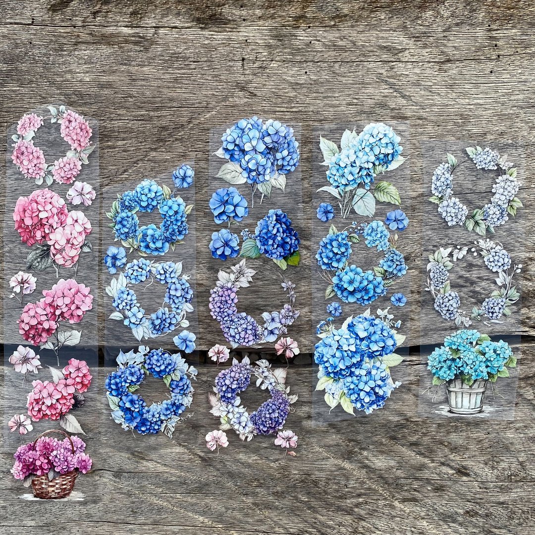 绣球 HYDRANGEA  亮面PET胶带 - 纸胶带 - 塑料 蓝色