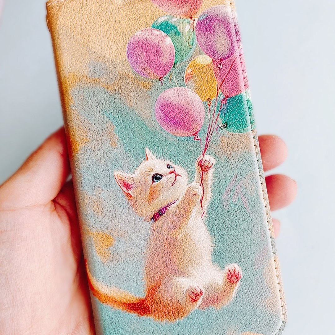 猫咪和气球 iPhone 14 手机壳假糖果 - 手机壳/手机套 - 粘土 绿色