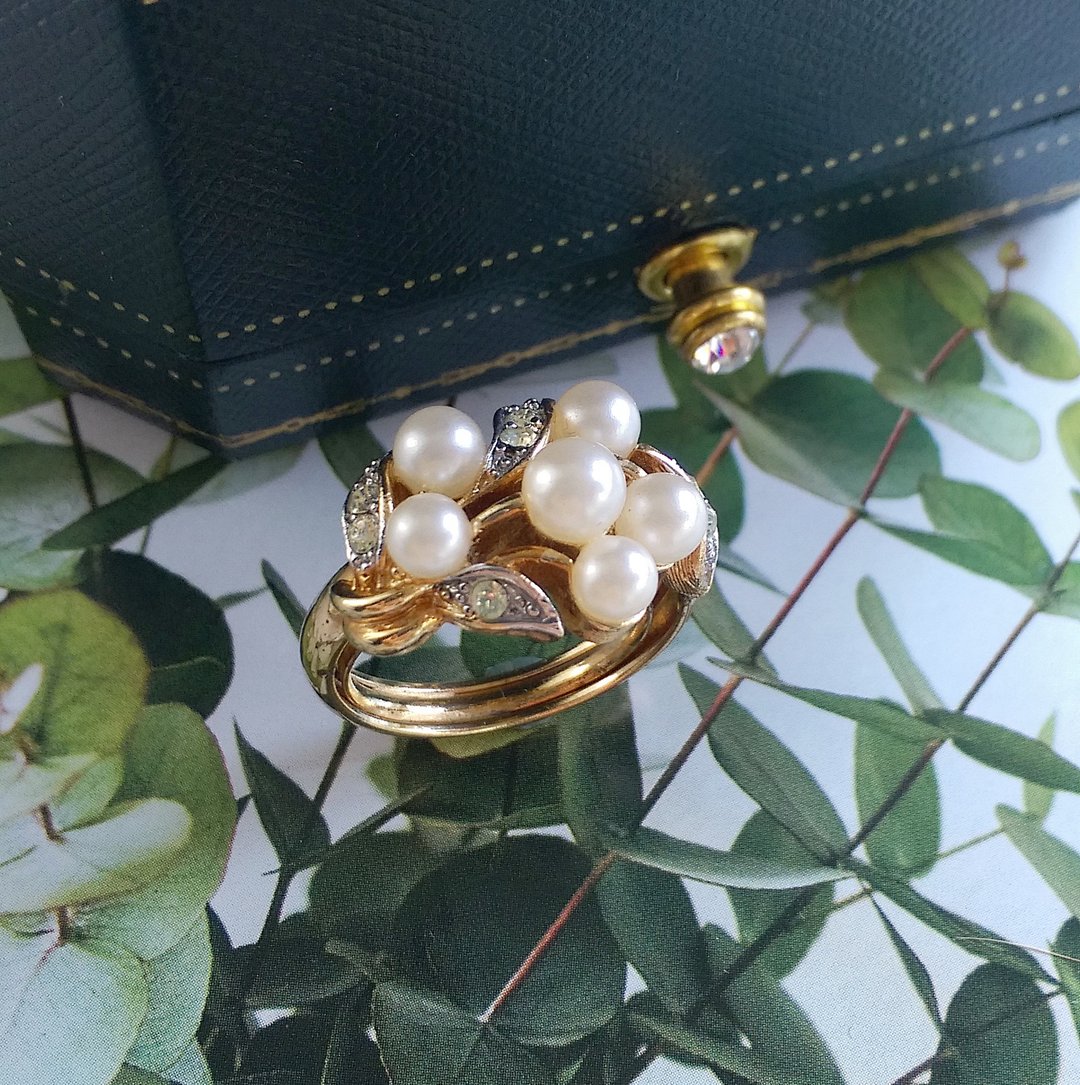 Vintage Jewelry  AVON  珠钻 气质 戒指 - 戒指 - 其他金属 金色