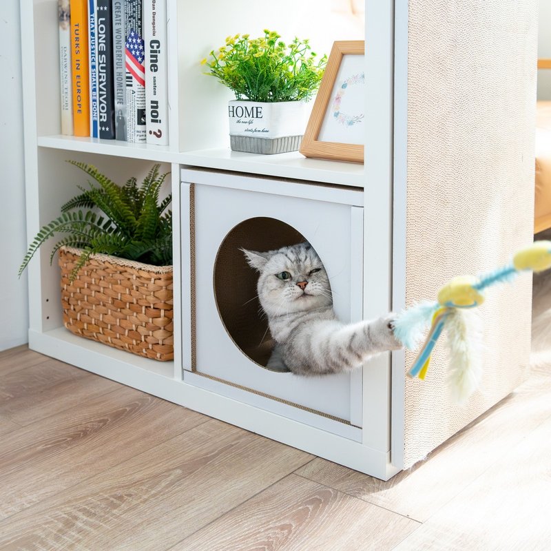 【安阁家】好舒压猫屋PLUS版(清新白) / 可配合IKEA KALLAX - 抓板/跳台 - 纸 白色