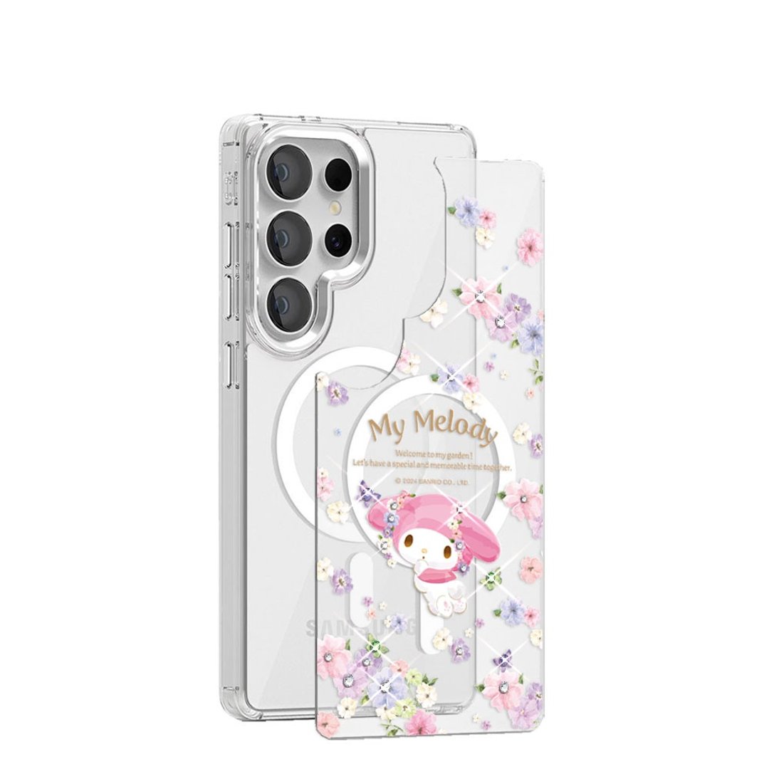 Samsung S26/S25/S24系列 可拆式磁吸片材彩钻壳 - 芬芳美乐蒂 - 手机壳/手机套 - 其他材质 多色