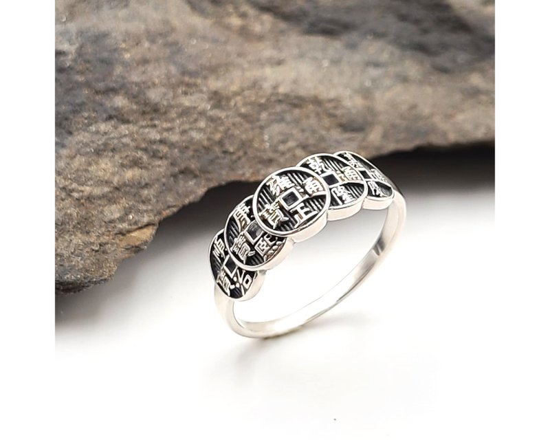 I 五帝钱 I 925纯银戒指 - 戒指 - 纯银 银色